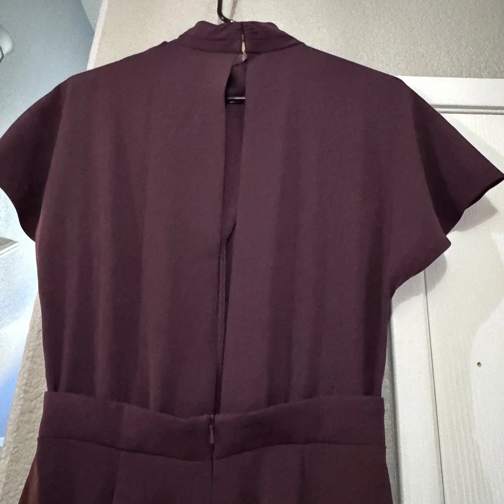 NWT $435 Black Halo Estella Jumpsuit Oxblood Draped Mock Neck High Waist Sz 2 - Picture 12 of 15